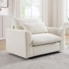 Beige Corduroy Deep Seat Single Sofa Accent Chair,Deep Seat Couch with Waist Pillow for Living Room/Apartment/Office