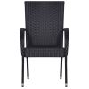 Stackable Patio Chairs 6 pcs Poly Rattan Black