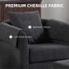 Swivel Accent Chair with Ottoman Set, Modern Chenille Barrel Armchair with Removable Back Pillow & 2 Armrest Covers for Living Room, Bedroom, Office