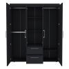 Wardrobe, Deluxe Armoire with Multiple Storage Options and Metal Accents, Black