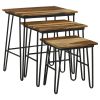 Natural and Black 3-Piece Nesting Table with Hairpin Legs