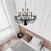 24-Light Black Chandelier Industrial Iron Candle Chandelier Modern Suspended Farmhouse Chandeliers Pendant Light Fixtures for Dining Room Bedroom Livi