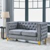 {Contact us for 3D modeling} Velvet Sofa for Living Room,Buttons Tufted Square Arm Couch, Modern Couch Upholstered Button and Metal Legs