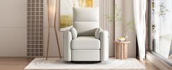 Upholstered Swivel Recliner Manual Rocker Recliner Chair Baby Nursery Chair with Two Removable Pillows for Living Room, Beige