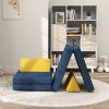 Qaba Modular Kids Play Couch, 6 Piece Kids Couch for Playroom or Bedroom, Foam Couch for Kids with Washable Cover for Toddlers 18+ Months, Blue