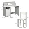 Qaba Toddler Desk and Chair Set, Kids Writing Desk Study Table for Children with Whiteboard, Storage Cabinet, Child Furniture, Art Gifts for Kids, Gra