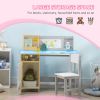 Qaba Toddler Desk and Chair Set, Kids Writing Desk Study Table for Children with Whiteboard, Storage Cabinet, Child Furniture, Art Gifts for Kids, Gra