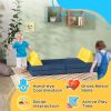 Qaba Modular Kids Play Couch, 6 Piece Kids Couch for Playroom or Bedroom, Foam Couch for Kids with Washable Cover for Toddlers 18+ Months, Blue