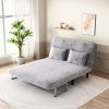 velvet light gray 55″ Convertible Chair Bed, Tri-Fold Sofa Bed with Adjustable Backrest & Pillow