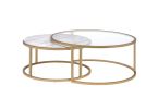 Shanish Engineered Stone Top & Gold Finish Nesting Table Set