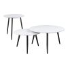 Modern Style Nesting Cocktail Tables and Side Table 3-Piece Occasional Table Set Black Metal Legs White Sintered Stone Top
