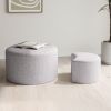 Upholstered Nesting Coffee Tables (Set of 2), Side Table, Footrest, Ottoman & Seat for Living Room Bedroom Entryway Office, Beige Yarn Dyed Fabric