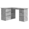 Corner Desk Concrete Gray 57.1"x39.4"x29.9" Engineered Wood