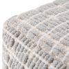 Noreen Square Pouf, Light Blue and White Accent Ottoman for Living Room