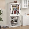 71" Kitchen Pantry Storage Cabinet with 4 Doors(2Doors with Racks),1 Drawer, 2 Adjustable Shelves, Freestanding Cupboard for Kitchen