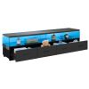 4-Drawer TV Stand for TV's up to 80" Flat Screen Cabinet Door Living Room Storage Entertainment Center, Black