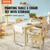 VEVOR Kids Art Table and 2 Chairs, 2-in-1 Toddler Craft and Play Activity Table, Wood Toddler Table and Chair Set with A Cabinet for Art, Craft, Readi