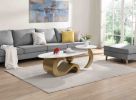 Modern Nesting Coffee Table Set of 2 End Table for Living Room, Oval and Round Table Set, Golden