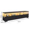 4-Drawer TV Stand for TV's up to 80" Flat Screen Cabinet Door Living Room Storage Entertainment Center, Black