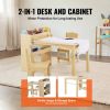 VEVOR Kids Art Table and 2 Chairs, 2-in-1 Toddler Craft and Play Activity Table, Wood Toddler Table and Chair Set with A Cabinet for Art, Craft, Readi