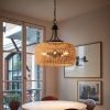 19" Boho Hemp Rope Pendant Light, Hand-Woven Jute Hanging Lamp with Adjustable Chain, Natural Rope Shade Ceiling Light Fixture for Kitchen Island, Din