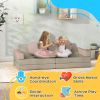 Qaba Modular Kids Play Couch, 12 Pieces Kids Couch for Playroom Bedroom, Convertible Foam Floor Cushions for Boys and Girls, Pink