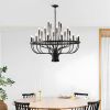 24-Light Black Chandelier Industrial Iron Candle Chandelier Modern Suspended Farmhouse Chandeliers Pendant Light Fixtures for Dining Room Bedroom Livi