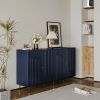 Modern Blue Lacquered 4 Door Wooden Cabinet Sideboard Buffet Server Cabinet Storage Cabinet, for Living Room, Entryway, Hallway, Office