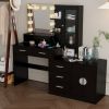 Large Makeup Vanity with Lights, Vanity Table with Charging Station, Vanity Desk with Mirror and 10 LED Light Bulbs, Makeup Table with Drawers and Sto