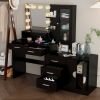 Large Makeup Vanity with Lights, Vanity Table with Charging Station, Vanity Desk with Mirror and 10 LED Light Bulbs, Makeup Table with Drawers and Sto