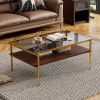 Coffee Table and End tables Set of 3, Tempered Glass Table with MDF layer, Modern Tables for Living Room , Gray Glass
