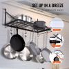 VEVOR Pot Rack Wall Mounted, 24 inch Pot and Pan Hanging Rack, Pot and Pan Hanger with 12 S Hooks, 55 lbs Loading Weight, Ideal for Pans, Utensils, Co