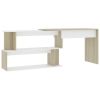 Corner Desk White and Sonoma Oak 78.7"x19.7"x29.9" Engineered Wood
