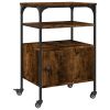 Printer Stand 3-Tier Smoked Oak 19.7"x15.7"x29.9" Engineered Wood