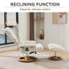 010-Ergonomic Recliner Chair with Ottoman, Modern Chenille Fabric Massage Swivel Lounge Chair with Footrest, Adjustable Backrest for Home or Office