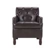 Leather Armchair with Rivet Decoration Single Sofa Accent Chair for Living Room-Brown