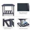Modern Square End Tables for Living Room; Rustic Aluminum Outdoor Side Table with Storage Space; Patio Tempered Glass Accent Table; 17.7'' x 17.7'' x