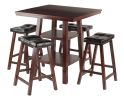 Orlando 3-Pc Set High Table; 2 Shelves w/ 4 Cushion Seat Stools
