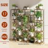 Plant stand indoor outdoor, 17 tier large tall plant stand for indoor plants multiple, wooden plant stand table for living room garden patio window
