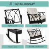 Outsunny Outdoor Wicker Rocking Chair with Padded Cushions, Aluminum Furniture Rattan Porch Rocker Chair w/ Armrest for Garden, Patio, and Backyard, K