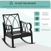 Outsunny Outdoor Wicker Rocking Chair with Padded Cushions, Aluminum Furniture Rattan Porch Rocker Chair w/ Armrest for Garden, Patio, and Backyard, K