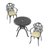 (Cushions In Random Colors)3-Piece Set Of Cast Aluminum Patio Furniture With Cushions