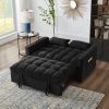 4 in1 Loveseat Sofa Bed with Armrests & Storage Pockets, Multi-Function Tufted Pull-out Sofa Bed with Adjustable Backrest and Pillows