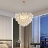 27.5-Inch Gold Pendant Light Chandelier with Threaded Clear Glass Globe Shade â€“ Adjustable Height, Ideal for Living Room, Dining Room, Kitchen (No B