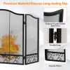 3-Panel Fireplace Screen Decorative Spark Guard