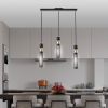Modern Black and Gold 3-Light Pendant Chandelier, Adjustable Hanging Lights with Cylindrical Mesh Shades, E26 Base, Ideal for Dining Room, Kitchen Isl