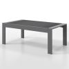 All-Weather Aluminum Outdoor Coffee Table, Modern Coffee Table for Outside, Rectangle Patio Coffee Table-Gray