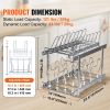 VEVOR Pan and Pot Rack, 2-Tier Expandable Pull Out Under Cabinet Organizer, Cookie Sheet Baking Pans Tray Racks, Adjustable Wire Dividers, Steel Lid H