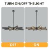 Modern Industrial Sputnik Chandelier, 8-Light Black and Gold Metal Pendant Light with Mesh Shades, E26 Base, Adjustable Height for Dining Room, Living