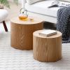 Round Coffee Table Set of 2, Nesting Coffee Tables for MDF with veneer .for living room,office,bedroom,Natural, 4Colors NATURAL